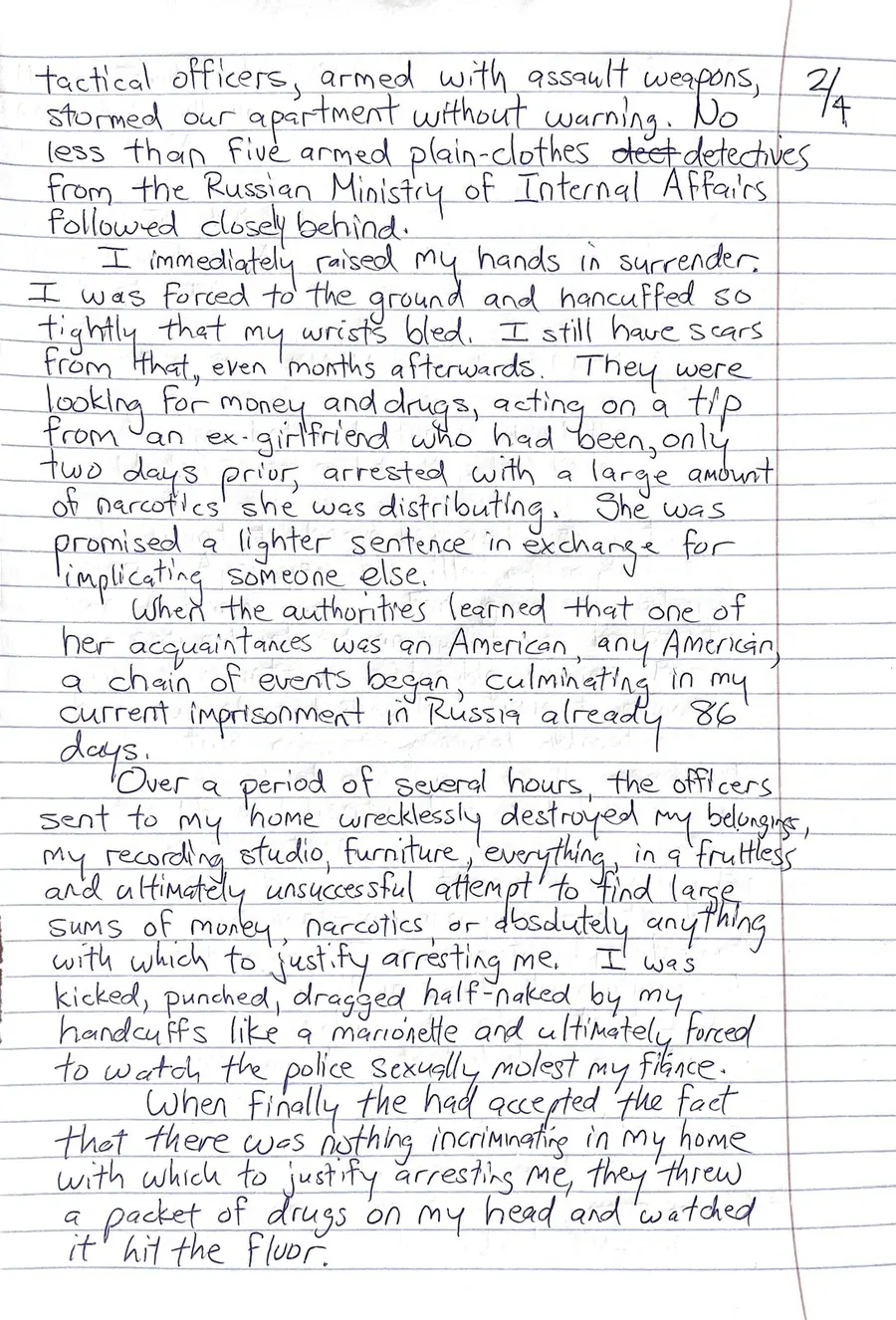 Page 2 of 4 of Travis Leake's handwritten letter, August 30, 2023. The transcription is below.