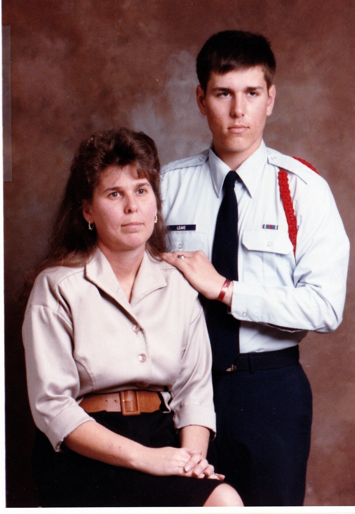 Travis Leake in his Air Force uniform with his mother Glenda